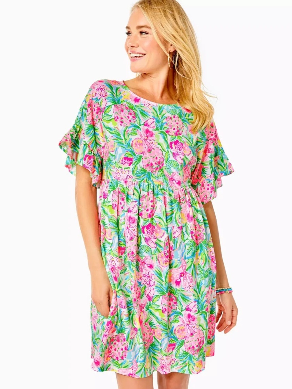 NWT Lilly Pulitzer Tiltson Swing Dress Women’s Small Pear Necessities Cotton